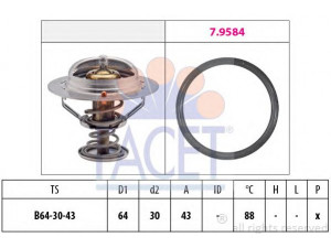 FACET 7.8651 termostatas, aušinimo skystis 
 Aušinimo sistema -> Termostatas/tarpiklis -> Thermostat
MD35 0415, 1305A239, MD-350415
