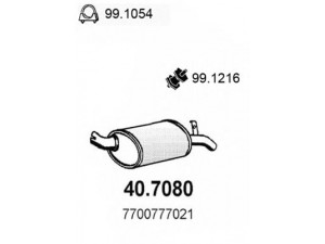 ASSO 40.7080 galinis duslintuvas 
 Išmetimo sistema -> Duslintuvas
7700752321, 7700752322, 7700776172