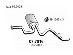 ASSO 07.7016 galinis duslintuvas 
 Išmetimo sistema -> Duslintuvas
96564101, 96603788