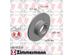 ZIMMERMANN 400.1053.20 stabdžių diskas 
 Stabdžių sistema -> Diskinis stabdys -> Stabdžių diskas
109 420 00 0564, 114 421 0012, 115 421 1412
