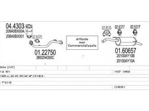 MTS C240301014663 išmetimo sistema 
 Išmetimo sistema -> Išmetimo sistema, visa