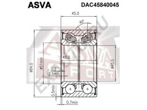 ASVA DAC45840045 rato guolis 
 Ašies montavimas/vairavimo mechanizmas/ratai -> Rato stebulė/montavimas -> Rato guolis