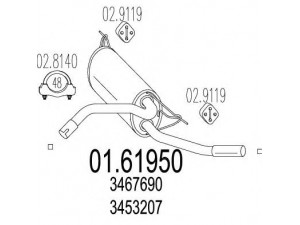 MTS 01.61950 galinis duslintuvas 
 Išmetimo sistema -> Duslintuvas
3453207, 3467690