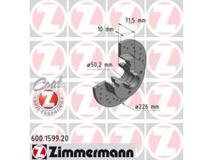 ZIMMERMANN 600.1599.52 stabdžių diskas 
 Dviratė transporto priemonės -> Stabdžių sistema -> Stabdžių diskai / priedai
191 615 601, 191 615 601B, 357 615 601