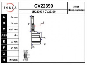 EAI CV22390K jungčių komplektas, kardaninis velenas 
 Ratų pavara -> Sujungimai/komplektas