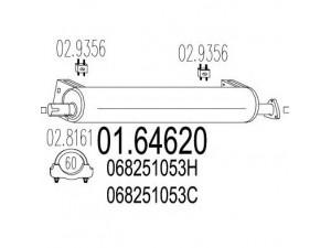 MTS 01.64620 galinis duslintuvas 
 Išmetimo sistema -> Duslintuvas
068251053C, 068251053H