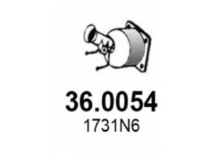 ASSO 36.0054 katalizatoriaus keitiklis 
 Išmetimo sistema -> Katalizatoriaus keitiklis
1731N6, 1731V2, 1731Z8