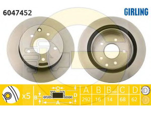 GIRLING 6047452 stabdžių diskas 
 Stabdžių sistema -> Diskinis stabdys -> Stabdžių diskas
432068H304, 432068H305, 432068H700