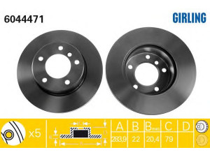 GIRLING 6044471 stabdžių diskas 
 Stabdžių sistema -> Diskinis stabdys -> Stabdžių diskas
34116764629, 34116854996