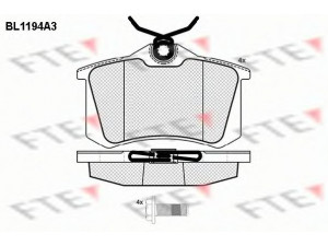 FTE BL1194A3 stabdžių trinkelių rinkinys, diskinis stabdys 
 Techninės priežiūros dalys -> Papildomas remontas
150 698 451, 1E0 698 451 C, 1J0 698 451