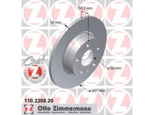 ZIMMERMANN 110.2208.20 stabdžių diskas 
 Dviratė transporto priemonės -> Stabdžių sistema -> Stabdžių diskai / priedai
164.06.261.00.01, 605 69 164, 606 02 161