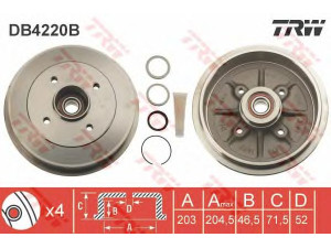 TRW DB4220B stabdžių būgnas 
 Stabdžių sistema -> Būgninis stabdys -> Stabdžių būgnas
424741, 424745, 424741, 424745