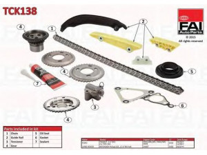FAI AutoParts TCK138 pavaros grandinės komplektas 
 Variklis -> Variklio uždegimo laiko reguliavimo kontrolė -> Sinchronizavimo grandinė/įtempiklis/kreiptuvas -> Pavaros grandinės komplektas