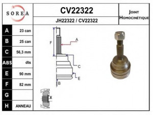 EAI CV22322K jungčių komplektas, kardaninis velenas
