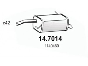 ASSO 14.7014 galinis duslintuvas 
 Išmetimo sistema -> Duslintuvas
1140460, 1141307, 1146864, 1151164