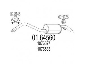 MTS 01.64560 galinis duslintuvas 
 Išmetimo sistema -> Duslintuvas
1076527, 1076533, 5029003, 6493600