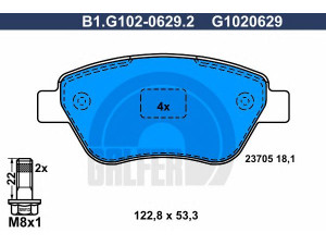 GALFER B1.G102-0629.2 stabdžių trinkelių rinkinys, diskinis stabdys 
 Techninės priežiūros dalys -> Papildomas remontas
77363035