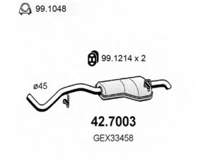ASSO 42.7003 galinis duslintuvas 
 Išmetimo sistema -> Duslintuvas
CRC9532, CRC9532EVA, GEX33458, GEX33465