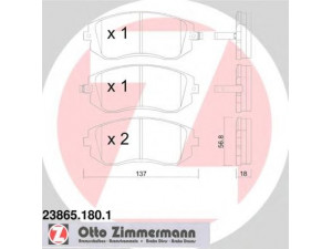 ZIMMERMANN 23865.180.1 stabdžių trinkelių rinkinys, diskinis stabdys 
 Techninės priežiūros dalys -> Papildomas remontas
26296AG040, 26296FE000, 26296FE020