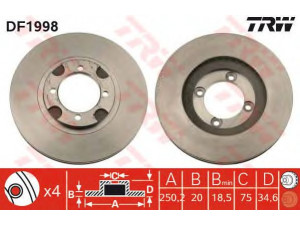 TRW DF1998 stabdžių diskas 
 Dviratė transporto priemonės -> Stabdžių sistema -> Stabdžių diskai / priedai
G09133251, G09133251A, G09133251B