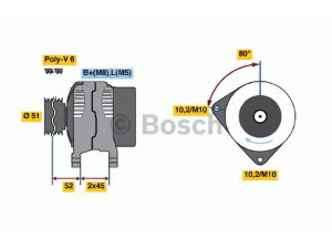 BOSCH 0 986 046 511 kintamosios srovės generatorius 
 Elektros įranga -> Kint. sr. generatorius/dalys -> Kintamosios srovės generatorius
5702 C3, 5702 C4, 5702 JH, 5705 1G