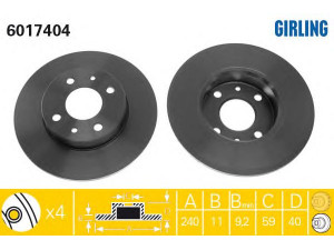 GIRLING 6017404 stabdžių diskas 
 Dviratė transporto priemonės -> Stabdžių sistema -> Stabdžių diskai / priedai
0060576335, 0060800345, 60576335