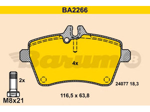 BARUM BA2266 stabdžių trinkelių rinkinys, diskinis stabdys 
 Techninės priežiūros dalys -> Papildomas remontas
169 420 02 20, 169 420 03 20, 169 420 07 20