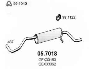 ASSO 05.7018 galinis duslintuvas 
 Išmetimo sistema -> Duslintuvas
GEX33153, GEX33362, WCG033259, WCG033259EVA