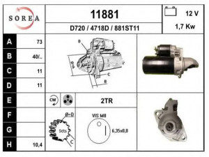 EAI 11881 starteris 
 Elektros įranga -> Starterio sistema -> Starteris
ERR6087, ESR2191, ESR2192, NAD101119