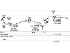 MTS C010324007868 išmetimo sistema 
 Išmetimo sistema -> Išmetimo sistema, visa