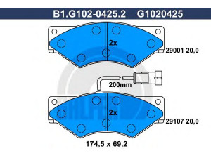 GALFER B1.G102-0425.2 stabdžių trinkelių rinkinys, diskinis stabdys 
 Techninės priežiūros dalys -> Papildomas remontas
1906427