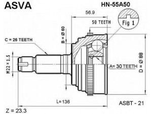 ASVA HN-55A50 jungčių komplektas, kardaninis velenas 
 Ratų pavara -> Sujungimai/komplektas
44014-S5A-J51, 44014-S5A-J52, 44014-S6M-950