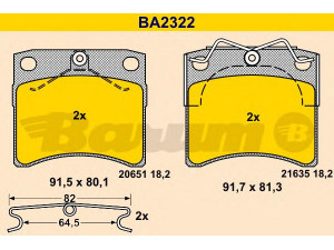 BARUM BA2322 stabdžių trinkelių rinkinys, diskinis stabdys 
 Techninės priežiūros dalys -> Papildomas remontas
701 698 151 B, 701 698 151 F, 701 698 151 G