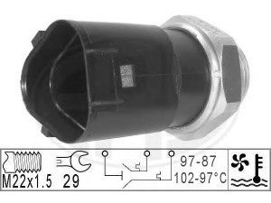 ERA 330230 temperatūros jungiklis, radiatoriaus ventiliatorius 
 Aušinimo sistema -> Siuntimo blokas, aušinimo skysčio temperatūra
1J0 959 481 A