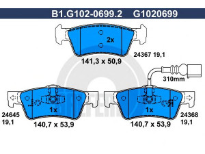 GALFER B1.G102-0699.2 stabdžių trinkelių rinkinys, diskinis stabdys 
 Techninės priežiūros dalys -> Papildomas remontas
7H8 698 451