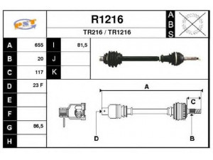 SNRA R1216 kardaninis velenas 
 Ratų pavara -> Kardaninis velenas
7701348087, 7701498701