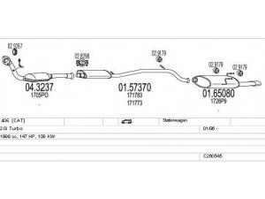 MTS C260545008354 išmetimo sistema 
 Išmetimo sistema -> Išmetimo sistema, visa