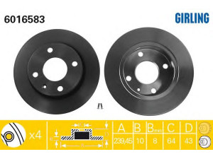 GIRLING 6016583 stabdžių diskas 
 Stabdžių sistema -> Diskinis stabdys -> Stabdžių diskas
1072464, 1107767, 5022652, 5022653