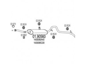 MTS 01.90560 galinis duslintuvas 
 Išmetimo sistema -> Duslintuvas
1430060A40, 1430060A41, 1430085C00