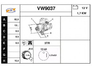 SNRA VW9037 starteris 
 Elektros įranga -> Starterio sistema -> Starteris