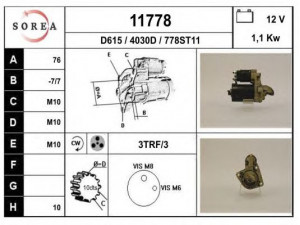 EAI 11778 starteris 
 Elektros įranga -> Starterio sistema -> Starteris
2S6U11000CB, 2S6U11000CC, 96FB11000KB