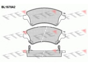 FTE BL1878A2 stabdžių trinkelių rinkinys, diskinis stabdys 
 Techninės priežiūros dalys -> Papildomas remontas
04465-02061, 04465-02130, 04465-02150