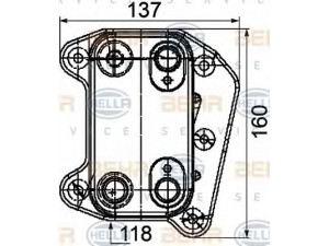 HELLA 8MO 376 755-261 alyvos aušintuvas, variklio alyva 
 Aušinimo sistema -> Radiatorius/alyvos aušintuvas -> Alyvos aušintuvas
611 188 05 01, 612 188 03 01, A 611 188 05 01