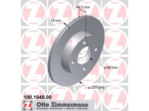 ZIMMERMANN 100.1048.00 stabdžių diskas 
 Dviratė transporto priemonės -> Stabdžių sistema -> Stabdžių diskai / priedai
431 615 301, 443 615 301