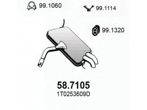 ASSO 58.7105 galinis duslintuvas 
 Išmetimo sistema -> Duslintuvas
1T0253609D, JZW253609Q