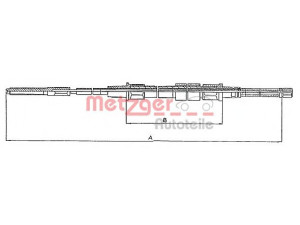 METZGER 10.740 trosas, stovėjimo stabdys 
 Stabdžių sistema -> Valdymo svirtys/trosai
191 609 721