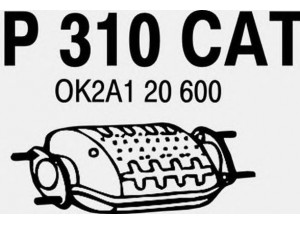FENNO P310CAT katalizatoriaus keitiklis 
 Išmetimo sistema -> Katalizatoriaus keitiklis
BM90986, OK2A1-20-600