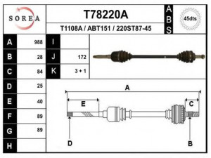 EAI T78220A kardaninis velenas 
 Ratų pavara -> Kardaninis velenas