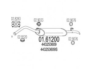 MTS 01.61200 galinis duslintuvas 
 Išmetimo sistema -> Duslintuvas
443253609, 443253609A, 443253609G