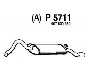 FENNO P5711 galinis duslintuvas 
 Išmetimo sistema -> Duslintuvas
007590659, 007590659B, 007590659E